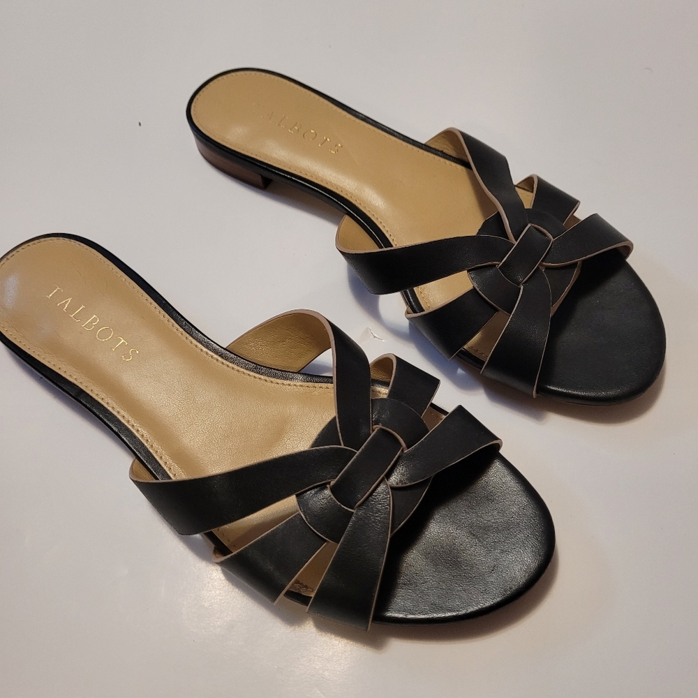 Black leather sandals talbots